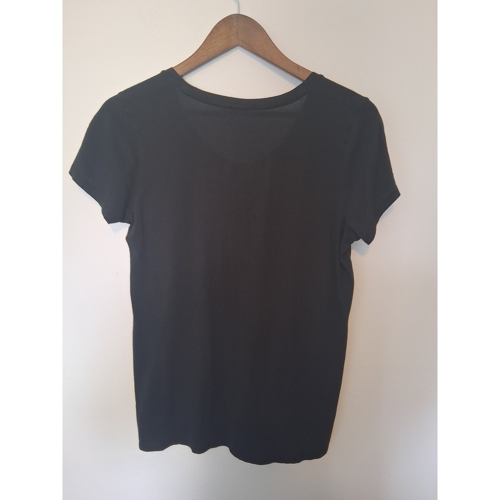 Minimalist Vince Scoop Neck T-Shirt Womens Medium Black Pima Cotton Modal Tee - Picture 2 of 5